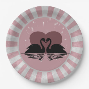 Retro Zoenende Zwanen Papieren Bordje