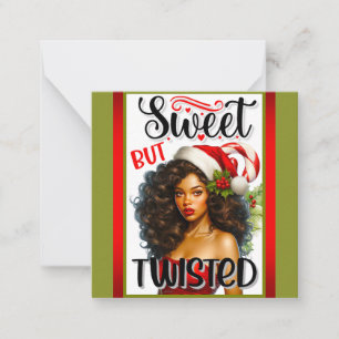 Retro Zoete maar Verdraaide Kerst Pin-up Notitiekaartje