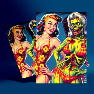 Retro Zombie Pin-up Briefkaart