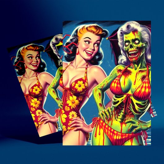 Retro Zombie Pin-up Briefkaart