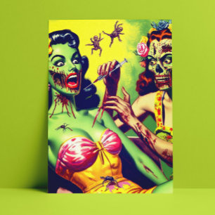 Retro Zombie Pin-up Briefkaart