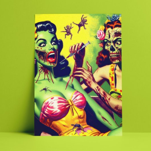 Retro Zombie Pin-up Briefkaart