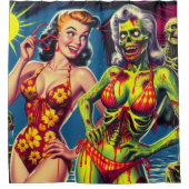 Retro Zombie Pin-up Douchegordijn (Voorkant)