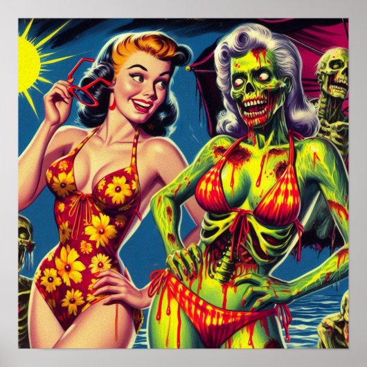 Retro Zombie Pin-up Poster (Voorkant)