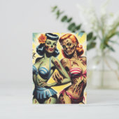 Retro Zombie Pin-ups Briefkaart (Staand voorkant)