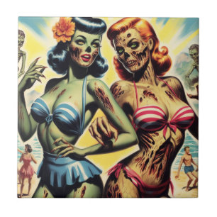 Retro Zombie Pin-ups Tegeltje