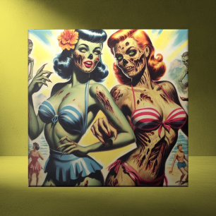 Retro Zombie Pin-ups Tegeltje