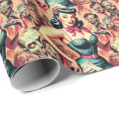 Retro Zombies Pin-up Cadeaupapier (Rol Hoek)