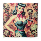 Retro Zombies Pin-up Tegeltje (Voorkant)