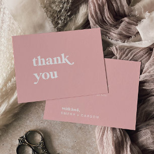 Retro Zomer   Blush Roze Bruiloft Bedankkaart
