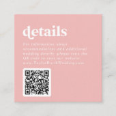 Retro Zomer | Blush Roze QR Code Bruiloft Details Informatiekaartje (Voorkant)