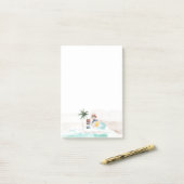 Retro Zomer Boho Surf | Monogram Gepersonaliseerd Post-it® Notes (Op bureau)