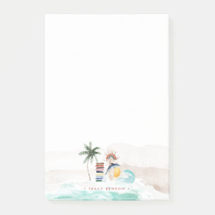 Retro Zomer Boho Surf Monogram Gepersonaliseerd Post-it® Notes