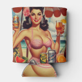 Retro zomer cocktail meisje blikjeskoeler (Achterkant)
