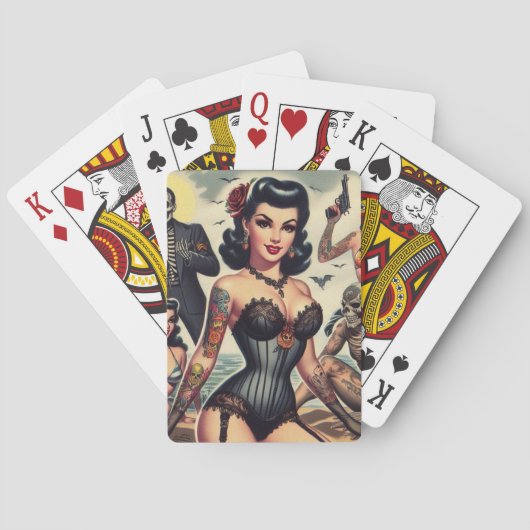 Retro Zomer Gotische Pin-up Pokerkaarten (Achterkant)