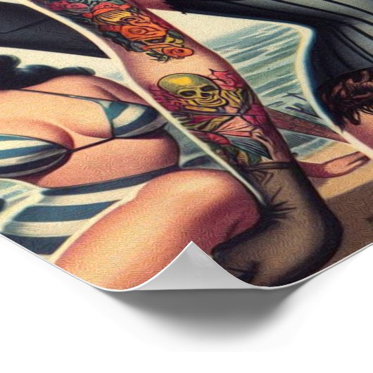 Retro Zomer Gotische Pin-up Poster (Hoek)