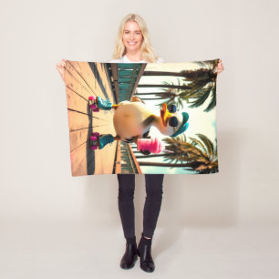 Retro Zomer Grappige Roller Eend Fleece Deken