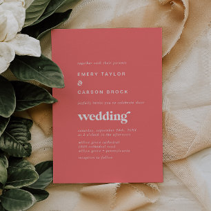 Retro Zomer Heet Roze Bruiloft Kaart