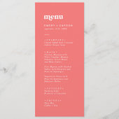 Retro Zomer | Hot Pink Wedding Dinner Menu (Voorkant)