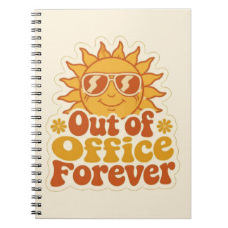 Retro Zomer "Niet op kantoor" Lachende Zon Sticker Notitieboek