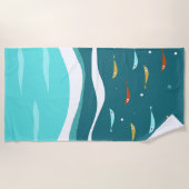 Retro Zomer Oceaangolven Midden Eeuw Modern Strandlaken (Voorkant)