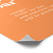 Retro Zomer | Oranje bruiloft open bar teken Poster (Hoek)