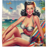 Retro Zomer Pin-up Douchegordijn (Voorkant)