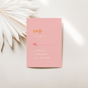 Retro Zomer   Roze en Oranje Eenvoudige RSVP Kaart