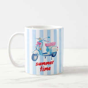 Retro Zomer Scooter Strepen Dopamine Koffiemok