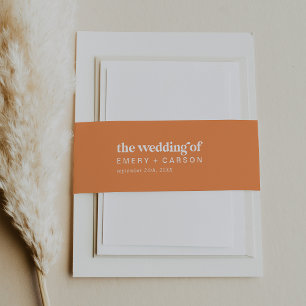 Retro Zomer   Sinaasappel De bruiloft van buikband Uitnodigingen Wikkel