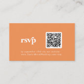Retro Zomer Sinaasappel QR-code RSVP Informatiekaartje (Voorkant)