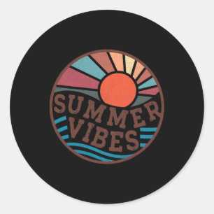 Retro Zomer Vibes Strand Familie Trip Summe Ronde Sticker