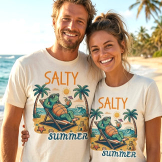 Retro zomer zeeschildpad strand vakantie t-shirt