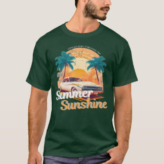 Retro Zomer Zonsondergang Caree jongen grappig T-shirt