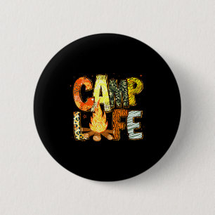 Retro zomerkamp leven familie avontuur kamperen ronde button 5,7 cm