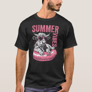 Retro zomerse sfeer Schotse Hooglanders Koe Funny T-shirt