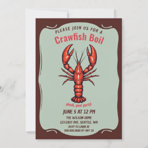 Retro Zomerse Zeevruchten Crawfish Boil Party Kaart