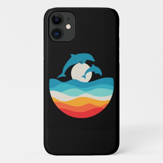  Retro Zomertijd Strand Dolfijn Case-Mate iPhone Case (Achterkant)