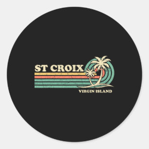 Retro Zomervakantie Virgin Island St. Cr Ronde Sticker