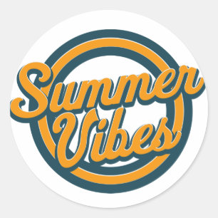 Retro zomervibes logo. ronde sticker