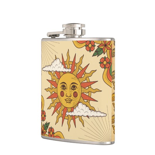 Retro Zon en Vlinders Heupkolf Heupfles (Links)