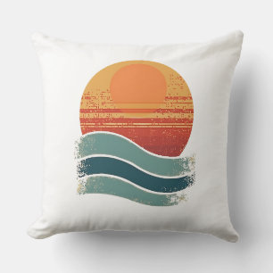 Retro Zon & Golven Minimalistische Esthetiek voor Kussen