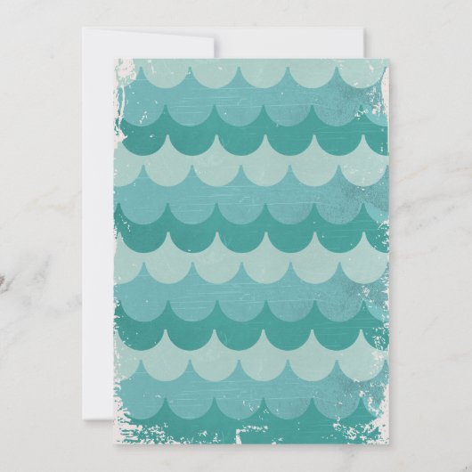 Retro Zon & Waves Zwembad Party Verjaardag Kaart (Achterkant)