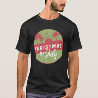 Retro-zonnebank en palmbomen Kerstmis I T-shirt