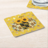 Retro Zonnebloem Pompoen Papier Onderzetters (Schuin)