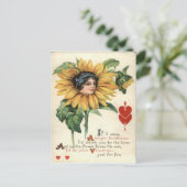  Retro Zonnebloem Valentijn Kaart (Staand voorkant)
