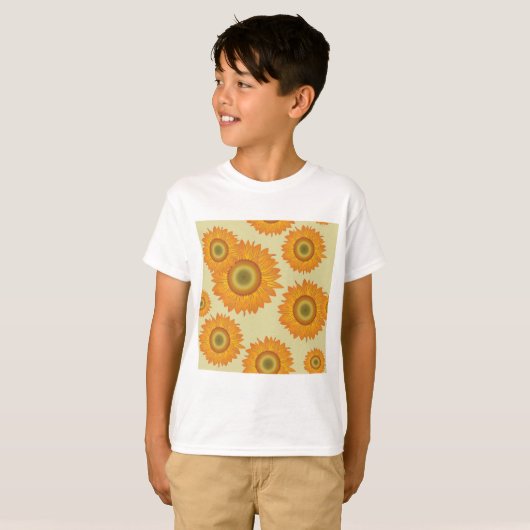 Retro-zonnebloemen T-shirt (Voorkant volledig)