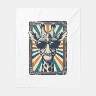 Retro Zonnebril Giraffe Fleece Deken