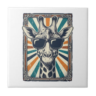 Retro zonnebril met giraffe tegeltje