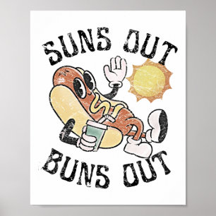 Retro zonnen uit broodjes uit Schattigee hotdog bb Poster
